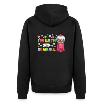 Lustiger Kaugummiautomat - Unisex Premium Bio Zip Hoodie - Schwarz - Hinten - Nico (187cm)