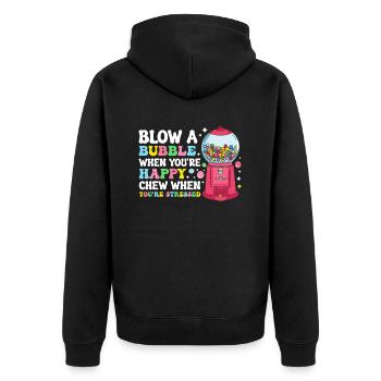Lustiger Kaugummiautomat - Unisex Premium Bio Zip Hoodie - Schwarz - Hinten - Nico (187cm)