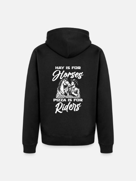 Horse Equestrian Pizza - Unisex Premium Organic Zip Hoodie - black