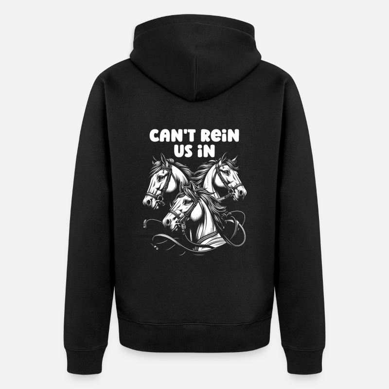 Pferd Reitsport - Unisex Premium Bio Zip Hoodie - Schwarz