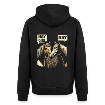 Horse Equestrian Sports - Unisex Premium Organic Zip Hoodie - black - Back - Nico (187cm)