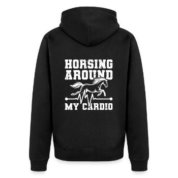 Électrocardiogramme équestre pour chevaux - Veste à capuche bio Premium Unisexe - noir - Dos - Nico (187cm)