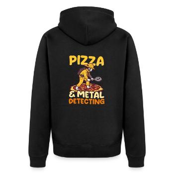 Metalldetektion von Pizza und Detektion - Unisex Premium Bio Zip Hoodie - Schwarz - Hinten - Nico (187cm)