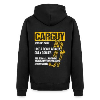 Car Guy Like A Regular Guy Tuning Autoliebhaber Re - Unisex Premium Bio Zip Hoodie - Schwarz - Hinten - Nico (187cm)