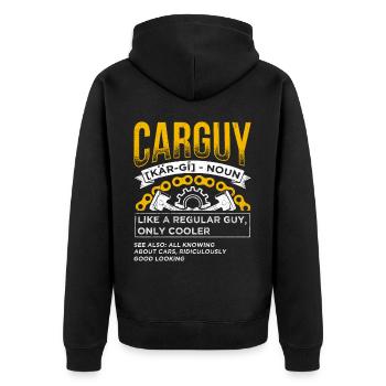 Car Guy Like A Regular Guy Tuning Autoliebhaber Re - Unisex Premium Bio Zip Hoodie - Schwarz - Hinten - Nico (187cm)