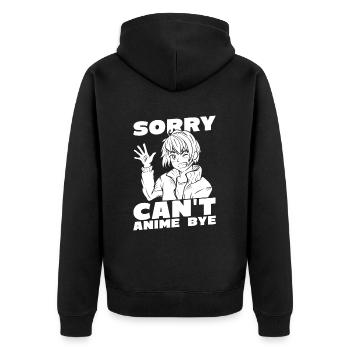 Anime Manga Anime Girl - Unisex Premium Bio Zip Hoodie - Schwarz - Hinten - Nico (187cm)