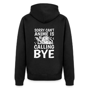 Anime Manga Anime Girl - Unisex Premium Bio Zip Hoodie - Schwarz - Hinten - Nico (187cm)