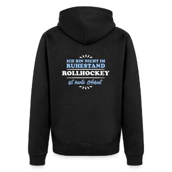 Ruhestand Rentner Pensioner Rollhockey - Unisex Premium Bio Zip Hoodie - Schwarz - Hinten - Nico (187cm)