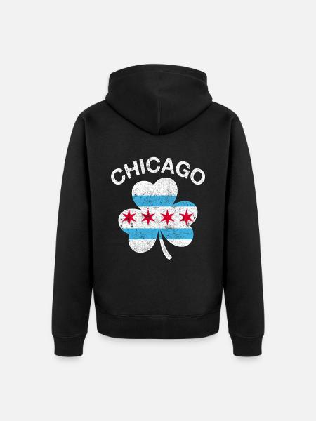Chicago Shamrock - Unisex Premium Organic Zip Hoodie - black