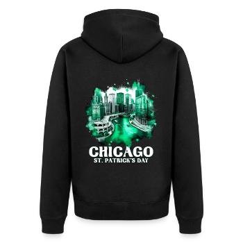 Fête de la Saint-Patrick à Chicago - Veste à capuche bio Premium Unisexe - noir - Dos - Nico (187cm)