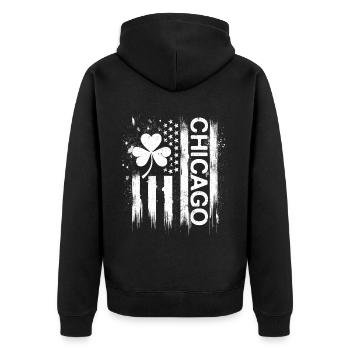 Drapeau des États-Unis Chicago St. Patrick’s Day - Veste à capuche bio Premium Unisexe - noir - Dos - Nico (187cm)