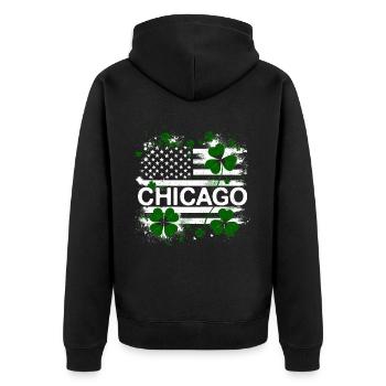 Drapeau américain Chicago Saint-Patrick - Veste à capuche bio Premium Unisexe - noir - Dos - Nico (187cm)