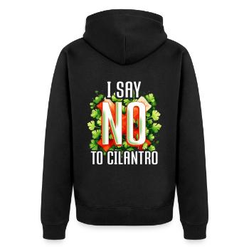 Coriander Coriander Hater I Say No To Cilantro - Unisex Premium Organic Zip Hoodie - black - Back - Nico (187cm)