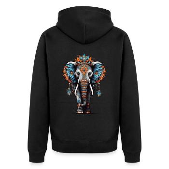Elefant Spirituelles Mandala Traumfänger Design - Unisex Premium Bio Zip Hoodie - Schwarz - Hinten - Nico (187cm)
