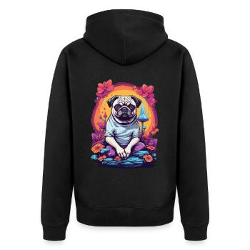 Pug Dog Festival de musique de champignons forestiers psychédéliques - Veste à capuche bio Premium Unisexe - noir - Dos - Nico (187cm)
