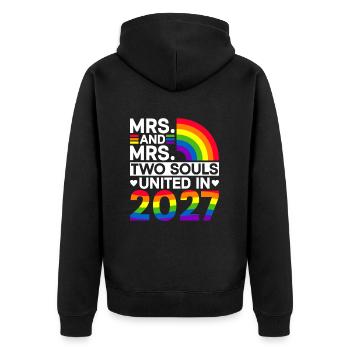 Femme et Mme 2027 Gay Pride Mariage Gay Mariage - Veste à capuche bio Premium Unisexe - noir - Dos - Nico (187cm)
