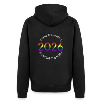 Gay Pride 2026 Mariage Mariage gay - Veste à capuche bio Premium Unisexe - noir - Dos - Nico (187cm)
