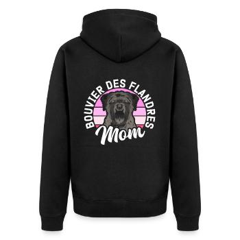 Bouvier des Flandres Mom Vlaamse Koehond Gift - Unisex Premium Organic Zip Hoodie - black - Back - Nico (187cm)
