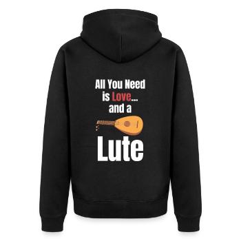 All you need is love and a - Unisex Premium Organic Zip Hoodie - black - Back - Nico (187cm)