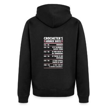 Crochet Knitting Sewing Seamstress Gift - Unisex Premium Organic Zip Hoodie - black - Back - Nico (187cm)