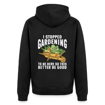 Gartenbau LandschaftsbauGarten Gärtner - Unisex Premium Bio Zip Hoodie - Schwarz - Hinten - Nico (187cm)