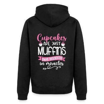 Cupcake Muffin Baking Gift - Unisex Premium Organic Zip Hoodie - black - Back - Nico (187cm)