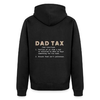 Papa Steuer Lustig Papa Steuer Definition Vatertag - Unisex Premium Bio Zip Hoodie - Schwarz - Hinten - Nico (187cm)