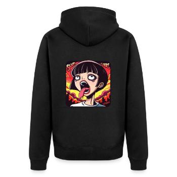 Reveling in Nature: Anime Cartoon Girl - Unisex Premium Organic Zip Hoodie - black - Back - Nico (187cm)