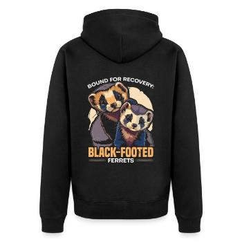 Gefährdete Spezies Schwarzfußfrettchen - Unisex Premium Bio Zip Hoodie - Schwarz - Hinten - Nico (187cm)