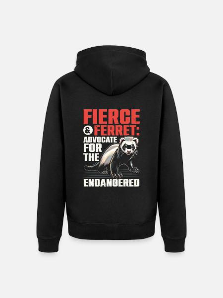 Gefährdete Spezies Schwarzfußfrettchen - Unisex Premium Bio Zip Hoodie - Schwarz