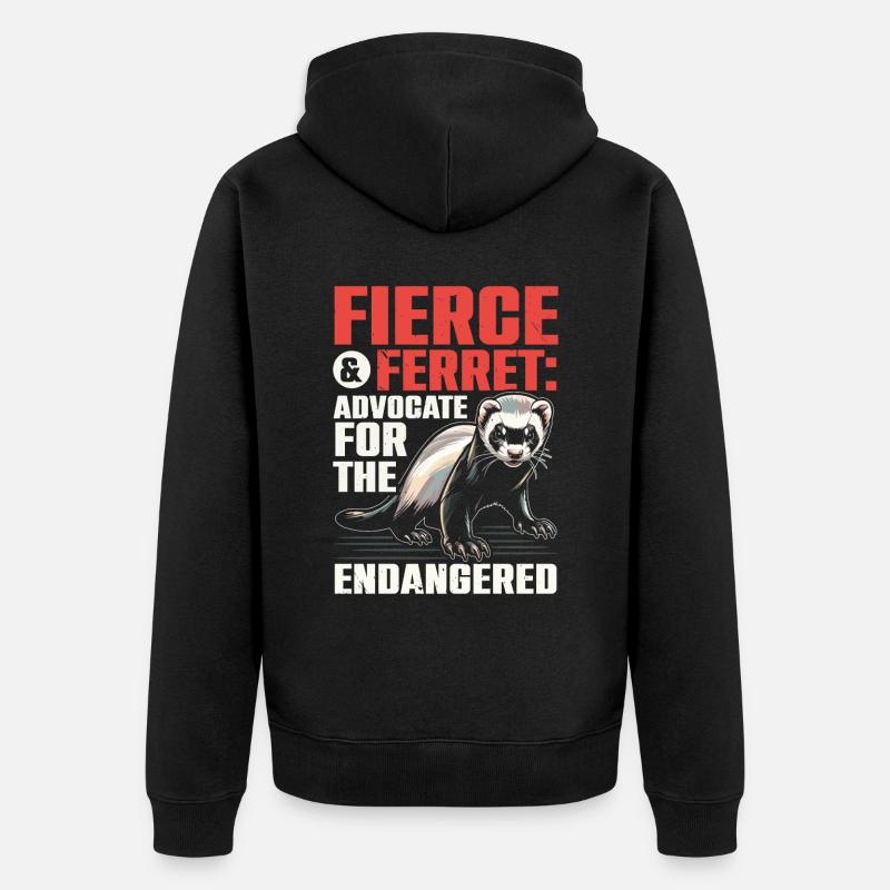 Gefährdete Spezies Schwarzfußfrettchen - Unisex Premium Bio Zip Hoodie - Schwarz