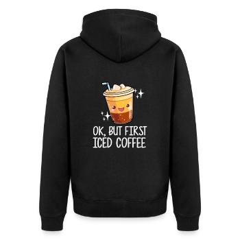 ok mais d’abord du café glacé, du café glacé - Veste à capuche bio Premium Unisexe - noir - Dos - Nico (187cm)