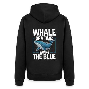 Endangered Species Blue Whale Animal Rights - Unisex Premium Organic Zip Hoodie - black - Back - Nico (187cm)
