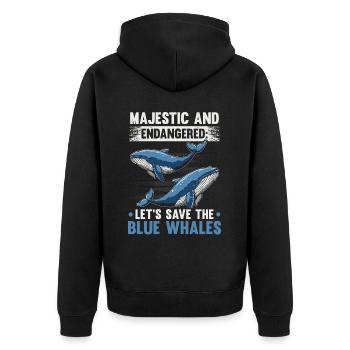 Endangered Species Blue Whale Animal Rights - Unisex Premium Organic Zip Hoodie - black - Back - Nico (187cm)