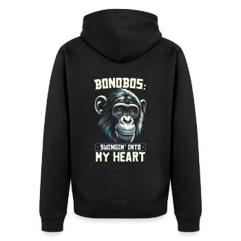 Endangered Species Bonobo Tierrechtsaktivist - Unisex Premium Bio Zip Hoodie - Schwarz - Hinten - Nico (187cm)