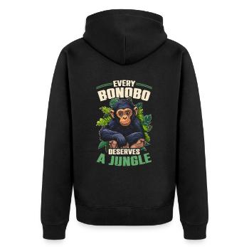 Endangered Species Bonobo Animal Rights Activist - Unisex Premium Organic Zip Hoodie - black - Back - Nico (187cm)