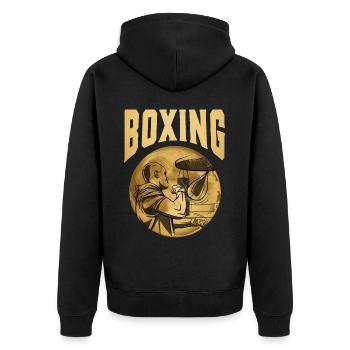 Boxing - Unisex Premium Organic Zip Hoodie - black - Back - Nico (187cm)