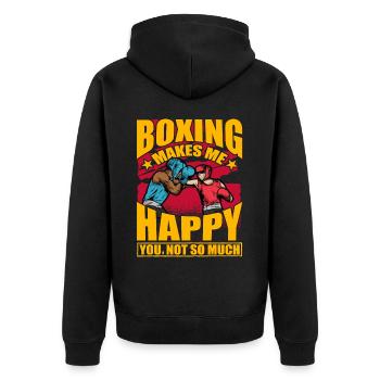 Boxing makes me Happy you not so much - Unisex Premium Organic Zip Hoodie - black - Back - Nico (187cm)