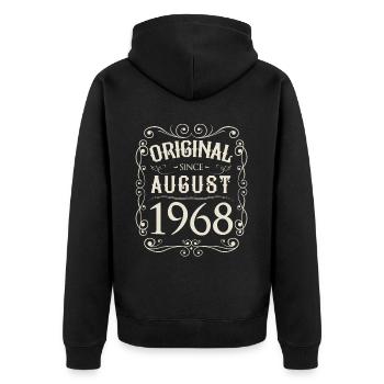 Vintage - Original since August 1968 Geburtstag - Unisex Premium Bio Zip Hoodie - Schwarz - Hinten - Nico (187cm)