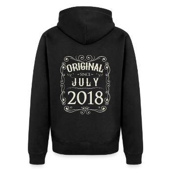 Vintage - Original since July 2018 Birthday - Unisex Premium Organic Zip Hoodie - black - Back - Nico (187cm)