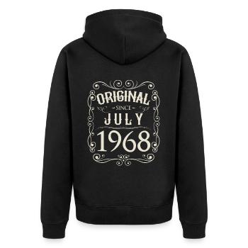 Vintage - Original depuis juillet 1968 Anniversaire - Veste à capuche bio Premium Unisexe - noir - Dos - Nico (187cm)