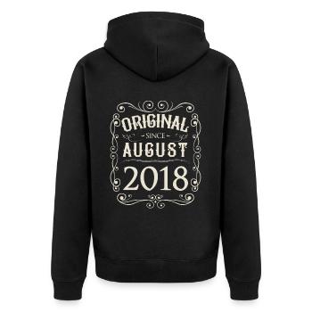 Vintage - Original since August 2018 Birthday - Unisex Premium Organic Zip Hoodie - black - Back - Nico (187cm)