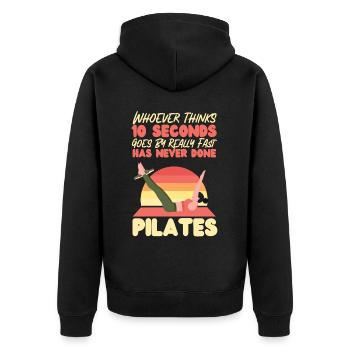 Instructeur de Pilates Professeur Retro - Veste à capuche bio Premium Unisexe - noir - Dos - Nico (187cm)