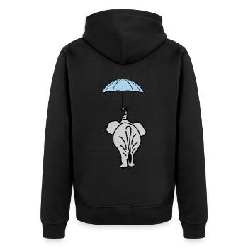 Elephant with Umbrella Elephants - Unisex Premium Bio Zip Hoodie - Schwarz - Hinten - Nico (187cm)