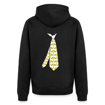 Yellow Umbrella Tie with Umbrellas - Unisex Premium Bio Zip Hoodie - Schwarz - Hinten - Nico (187cm)