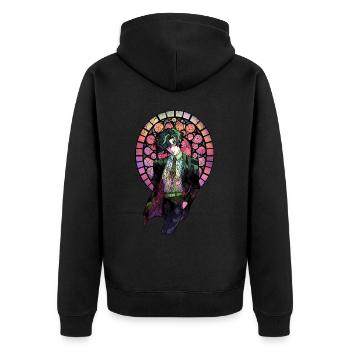 Seinen Manga Anime Stained Glass Japanese Aestheti - Unisex Premium Bio Zip Hoodie - Schwarz - Hinten - Nico (187cm)