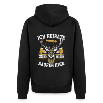 Je vais me marier, ils sont juste là pour boire, cerfs - Veste à capuche bio Premium Unisexe - noir - Dos - Nico (187cm)