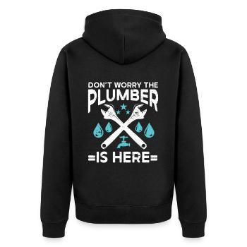 Plumber Men Father Husband Plumber - Unisex Premium Organic Zip Hoodie - black - Back - Nico (187cm)