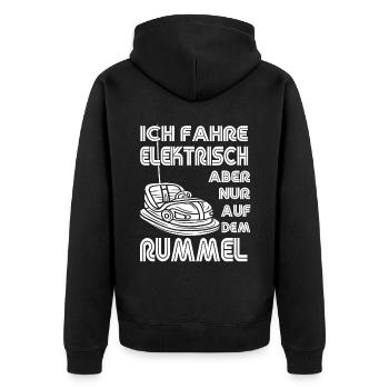 "I Drive Electric" Bumper Cars - Unisex Premium Organic Zip Hoodie - black - Back - Nico (187cm)