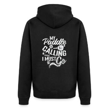 My Paddle is calling and I must go - Unisex Premium Bio Zip Hoodie - Schwarz - Hinten - Nico (187cm)